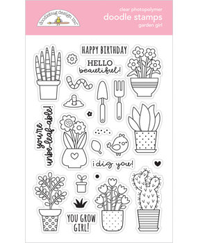 Doodlebug Design Garden Girl Doodle Stamps (7364) (OUTLET)
