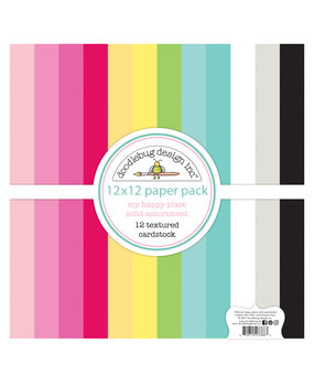 Doodlebug Design My Happy Place 12x12 Inch Textured Cardstock Solid Paper Pack (7388) (DISCONTINUED)