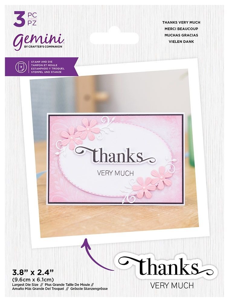 Gemini Fancy Sentiment Stamp & Die Thanks Very Much (GEM-STD-FS-THVM) (DISCONTINUED)