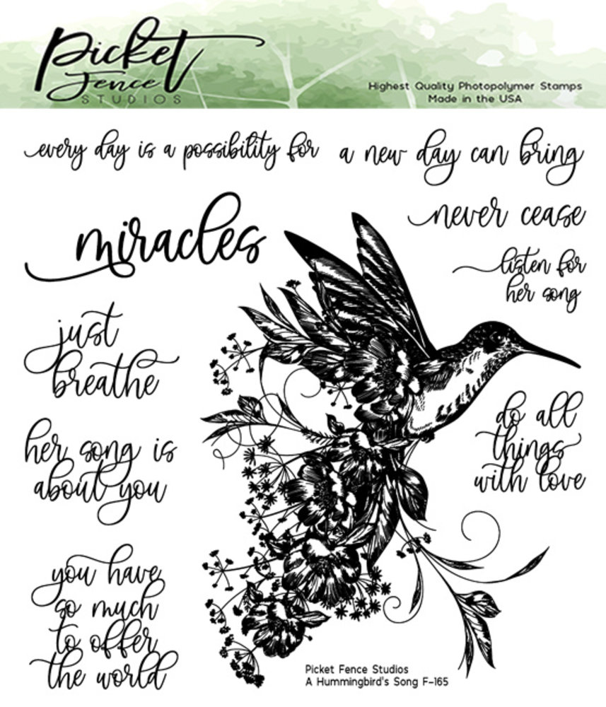Picket Fence Studios A Hummingbird's Song 6x6 Inch Clear Stamps (F-165) (OUTLET)
