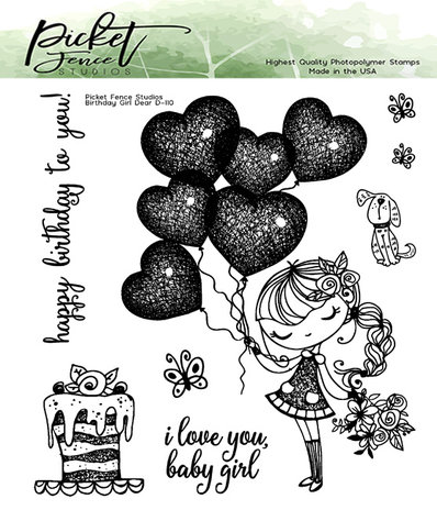 Picket Fence Studios Birthday Girl Dear 4x4 Inch Clear Stamps (D-110) (OUTLET)