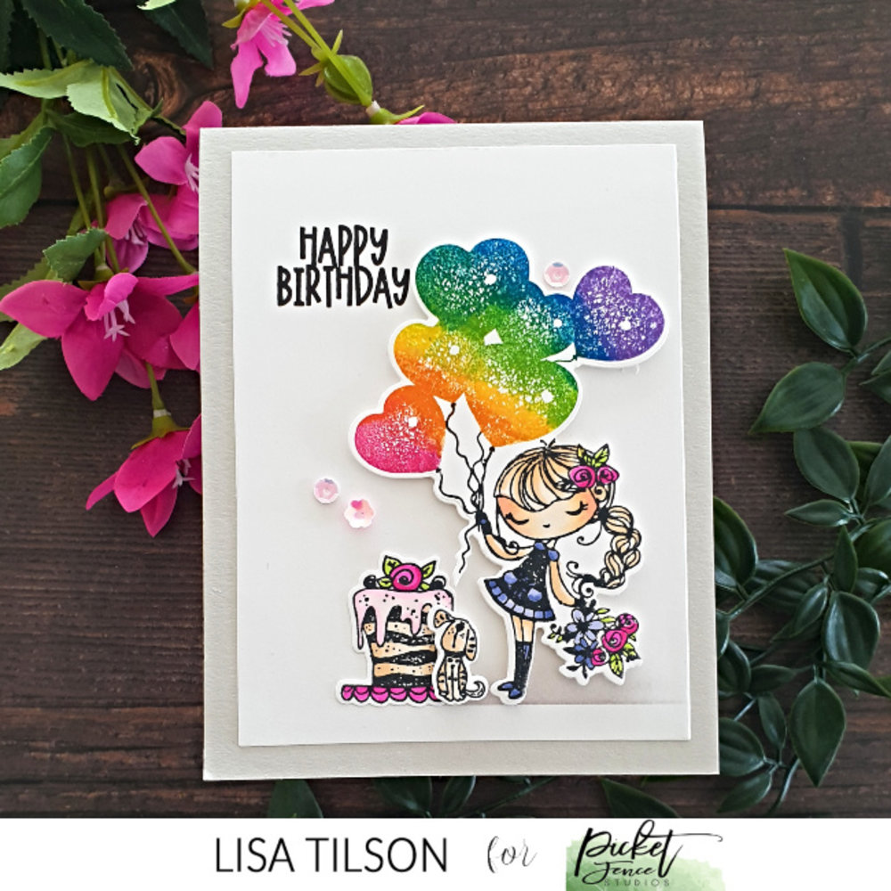 Picket Fence Studios Birthday Girl Dear 4x4 Inch Clear Stamps (D-110) (OUTLET)