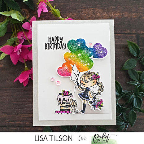 Picket Fence Studios Birthday Girl Dear 4x4 Inch Clear Stamps (D-110) (OUTLET)