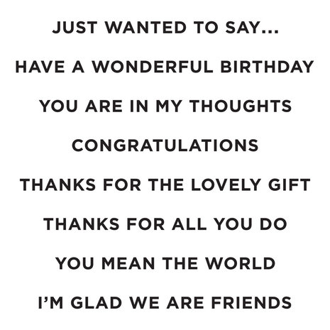 Spellbinders Just Wanted to Say Sentiments Clear Stamp (STP-109) (OUTLET)