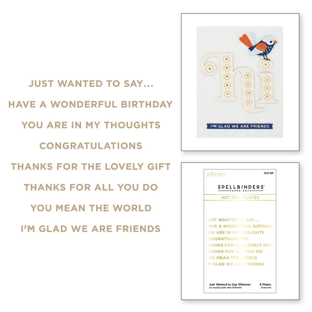 Spellbinders Just Wanted to Say Glimmer Hot Foil Plate (GLP-321) (OUTLET)