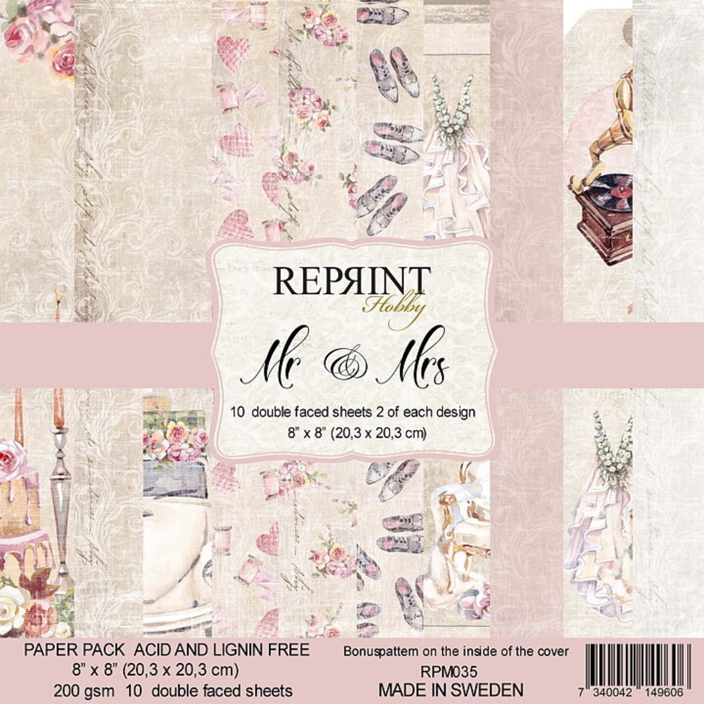 Reprint Mr & Mrs 8x8 Inch Paper Pack (RPM035) (DISCONTINUED) Reprint Mr & Mrs 8x8 Inch Paper Pack (RPM035) (DISCONTINUED)