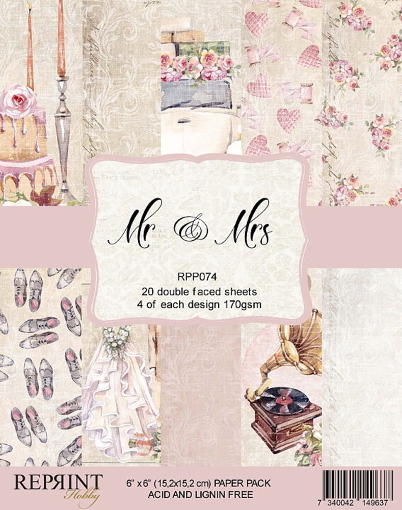 Reprint Mr & Mrs 6x6 Inch Paper Pack (RPP074) (DISCONTINUED) Reprint Mr & Mrs 6x6 Inch Paper Pack (RPP074) (DISCONTINUED)