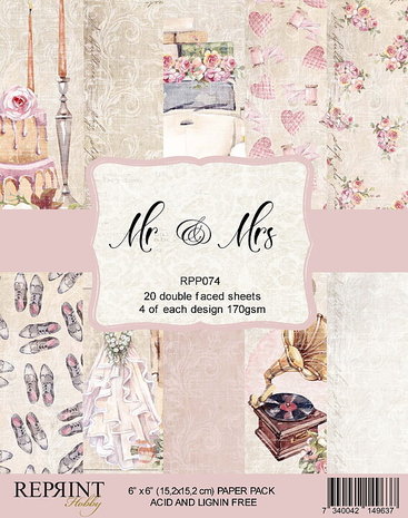 Reprint Mr & Mrs 6x6 Inch Paper Pack (RPP074) (OUTLET)