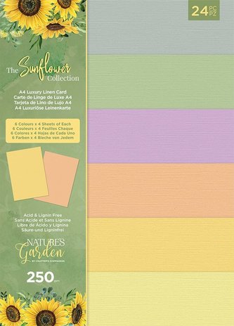 Crafter's Companion The Sunflower Collection A4 Luxury Linen Cardstock Pack (NG-SUN-LINEN-UK) (OUTLET)