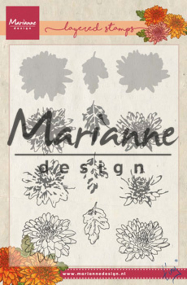 Marianne Design Clear Stamps Tiny's Layered Chrysant (TC0858) (DISCONTINUED)
