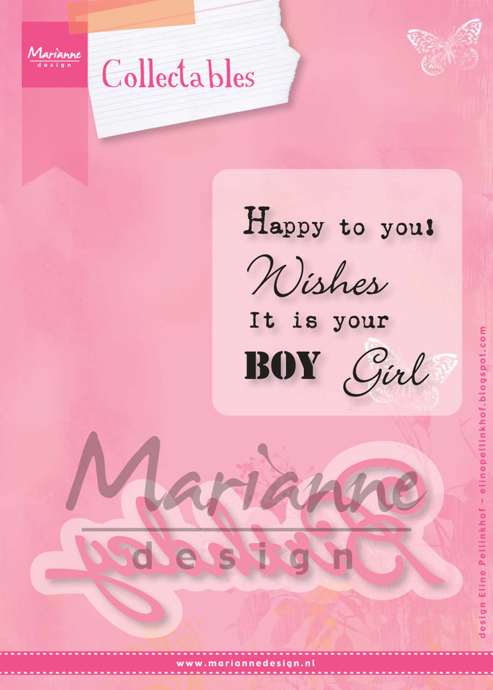 Marianne Design Collectables Stamp & Die Eline's Birthday (COL1349) (DISCONTINUED) Marianne Design Collectables Stamp & Die Eline's Birthday (COL1349) (DISCONTINUED)