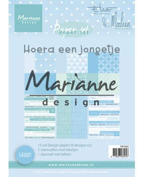 Marianne Design Paper Set A5 Eline's & By Marleen Hoera Een Jongetje (PB7063) (DISCONTINUED)