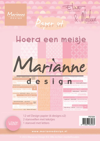 Marianne Design Paper Set A5 Eline's & By Marleen Hoera Een Meisje (PB7064) (DISCONTINUED) Marianne Design Paper Set A5 Eline's & By Marleen Hoera Een Meisje (PB7064) (DISCONTINUED)