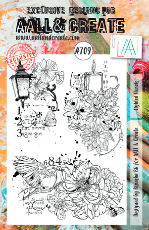 Aall and Create Stamp Set A5 Lighted Florals (AALL-TP-709) (DISCONTINUED)