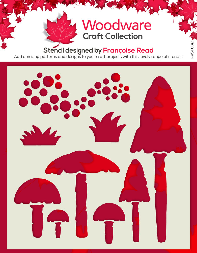 Woodware Mushrooms Stencil (FRST062) (OUTLET)