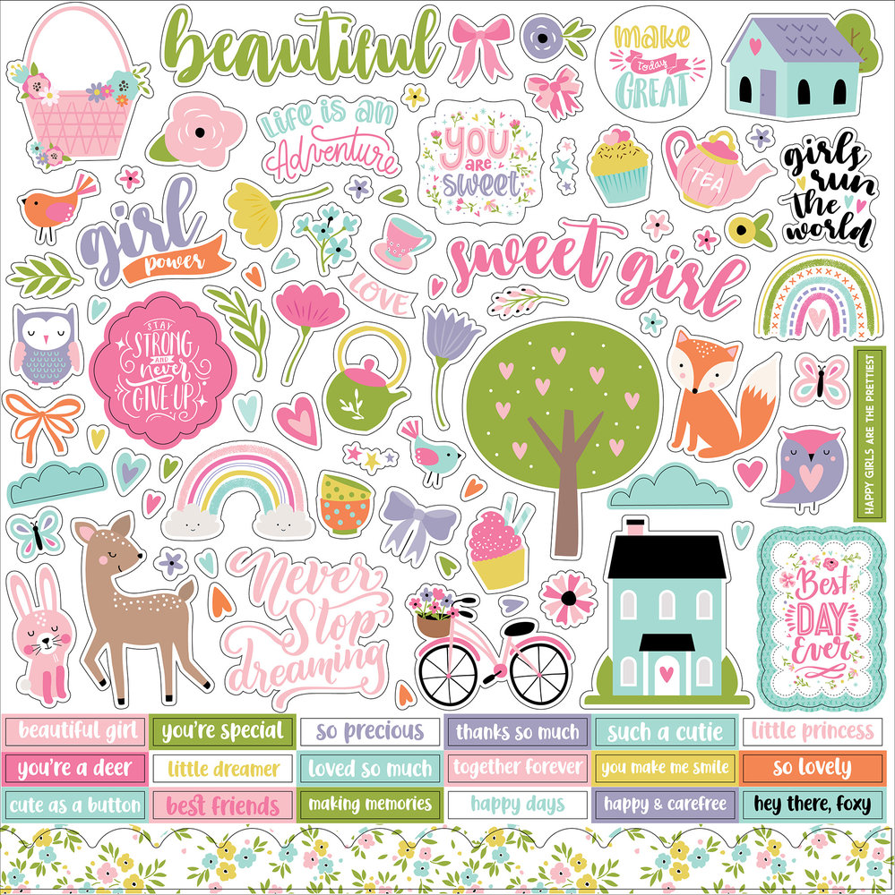 Echo Park All About A Girl 12x12 Inch Element Sticker (AAG282014) (DISCONTINUED)