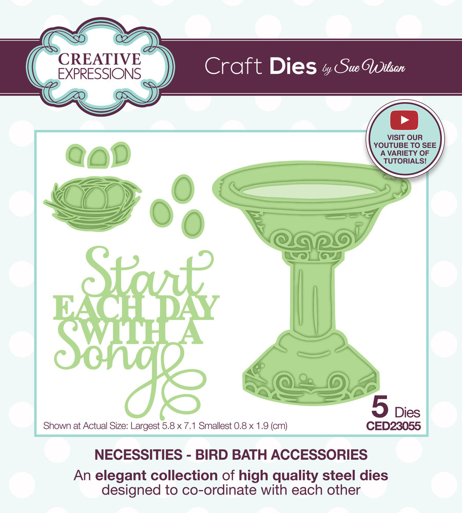 Creative Expressions Sue Wilson Craft Die Necessities Bird Bath Accessories (CED23055) (OUTLET) Creative Expressions Sue Wilson Craft Die Necessities Bird Bath Accessories (CED23055) (OUTLET)