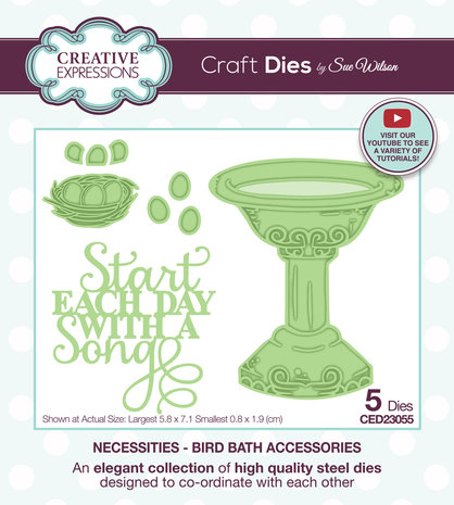 Creative Expressions Sue Wilson Craft Die Necessities Bird Bath Accessories (CED23055) (OUTLET) Creative Expressions Sue Wilson Craft Die Necessities Bird Bath Accessories (CED23055) (OUTLET)