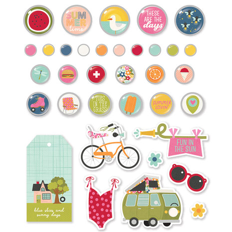 Simple Stories Summer Lovin' Decorative Brads (17323) (DISCONTINUED)