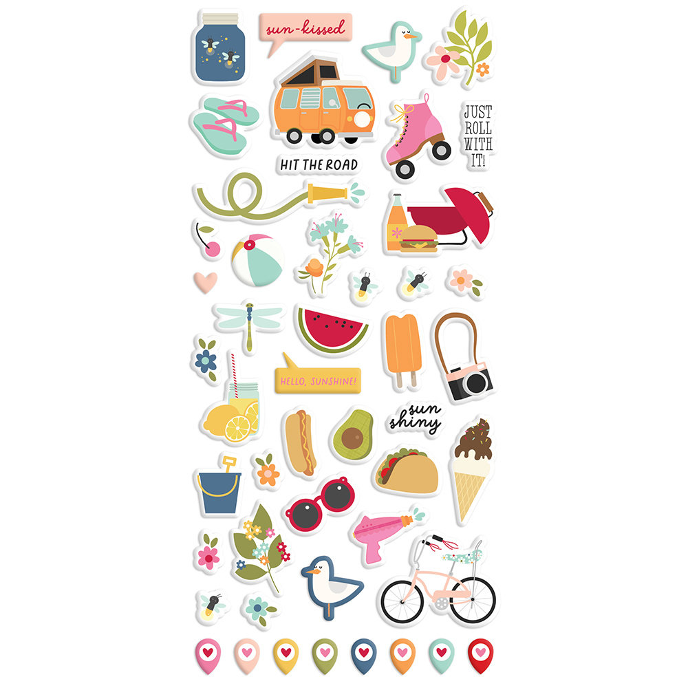 Simple Stories Summer Lovin' Puffy Stickers (17322) (OUTLET)