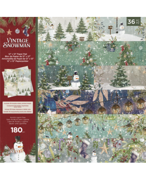 Crafter's Companion Vintage Snowman 12x12 Inch Paper Pad (VINSN-PAD12) (OUTLET)