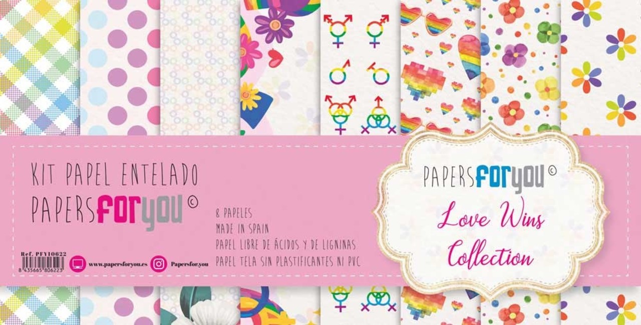 Papers For You Love Wins Canvas Scrap Pack (8pcs) (PFY-10622) (DISCONTINUED)