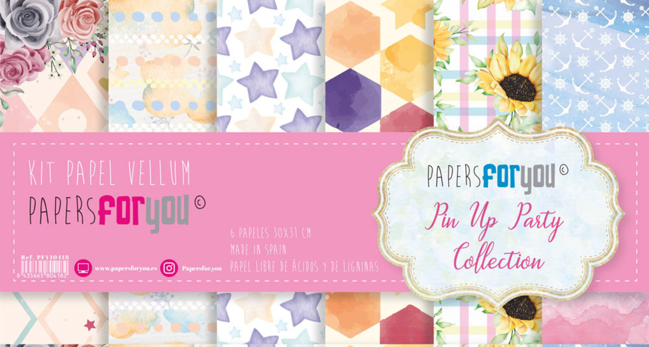 Papers For You Pin Up Party Vellum Paper Pack (6pcs) (PFY-10418) (DISCONTINUED)