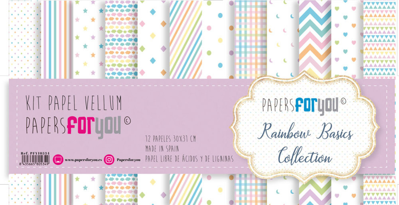 Papers For You Rainbow Basics Vellum Paper Pack (12pcs) (PFY-10534) (DISCONTINUED)