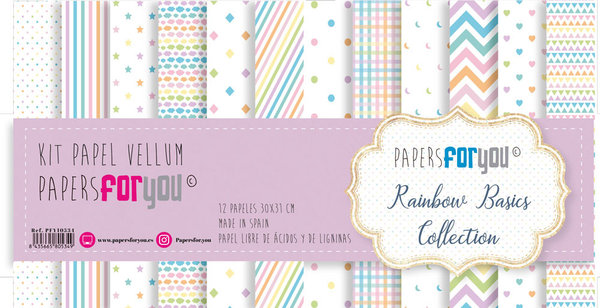 Papers For You Rainbow Basics Vellum Paper Pack (12pcs) (PFY-10534) (DISCONTINUED)