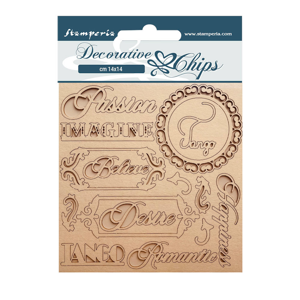 Stamperia Decorative Chips Desire Writings (SCB145) (DISCONTINUED)
