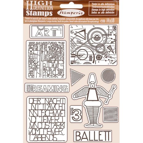 Stamperia Natural Rubber Stamp Bauhaus Ballet (WTKCC213) (DISCONTINUED)
