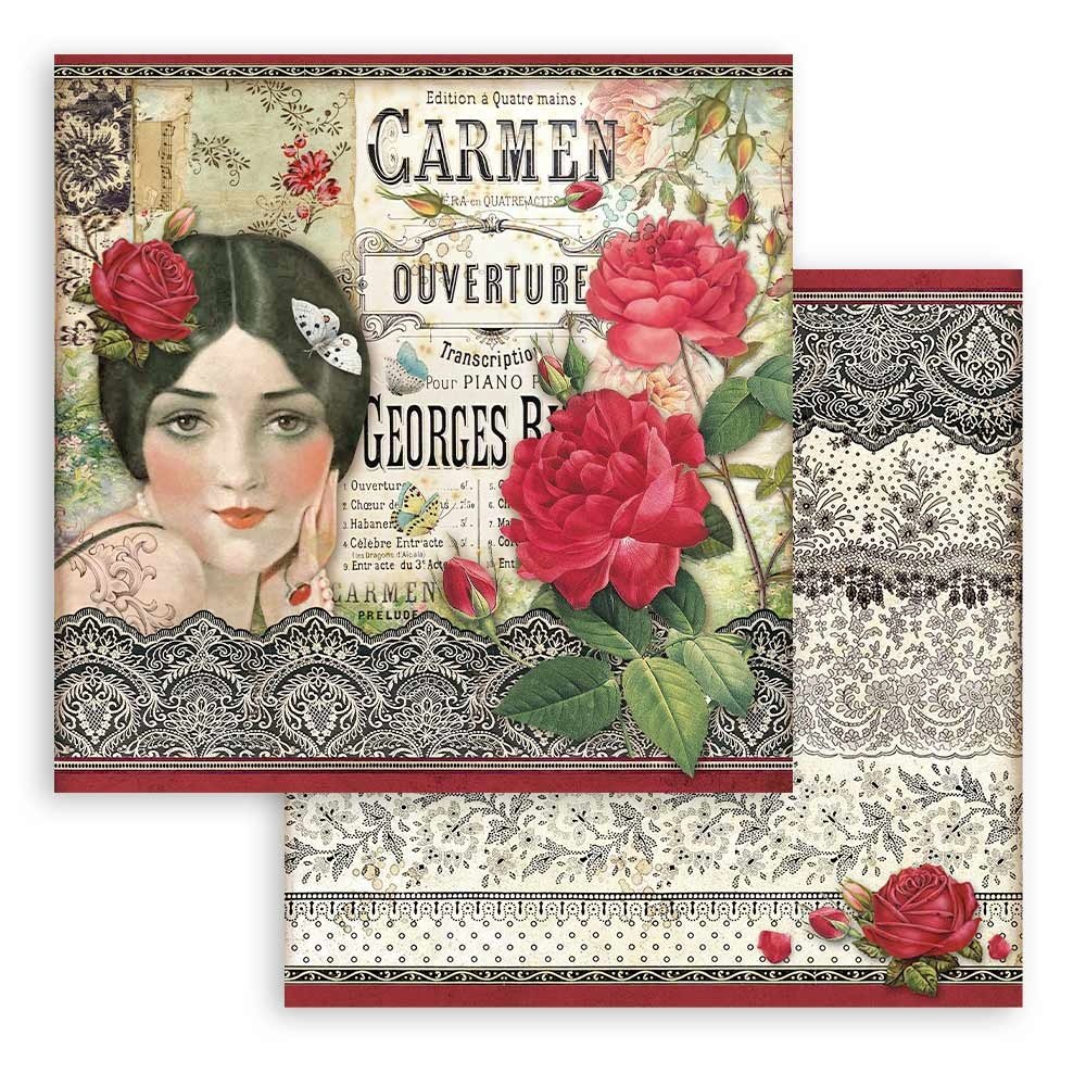 Stamperia Desire Carmen 12x12 Inch Paper Sheets (10pcs) (SBB884) (DISCONTINUED) Stamperia Desire Carmen 12x12 Inch Paper Sheets (10pcs) (SBB884) (DISCONTINUED)