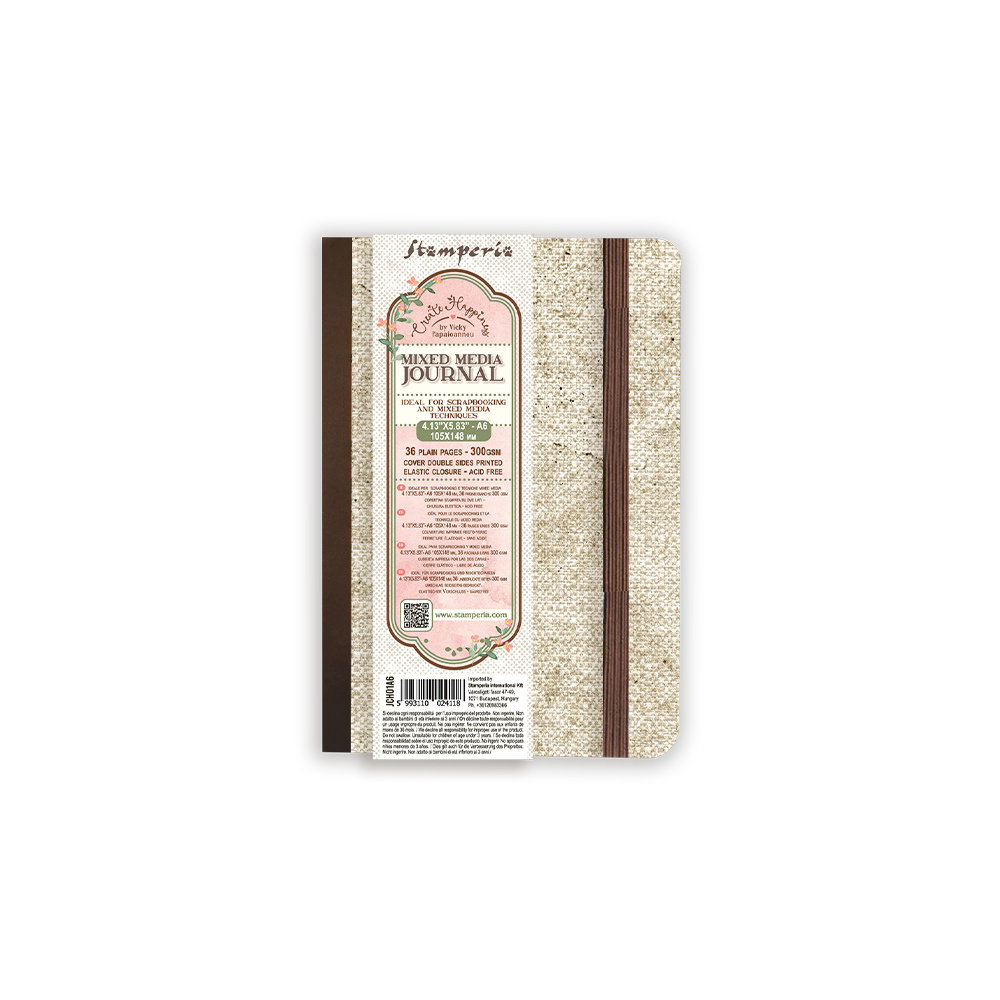 Stamperia Create Happiness Mixed Media Journal A6 Plain Pages (JCH01A6) Stamperia Create Happiness Mixed Media Journal A6 Plain Pages (JCH01A6)