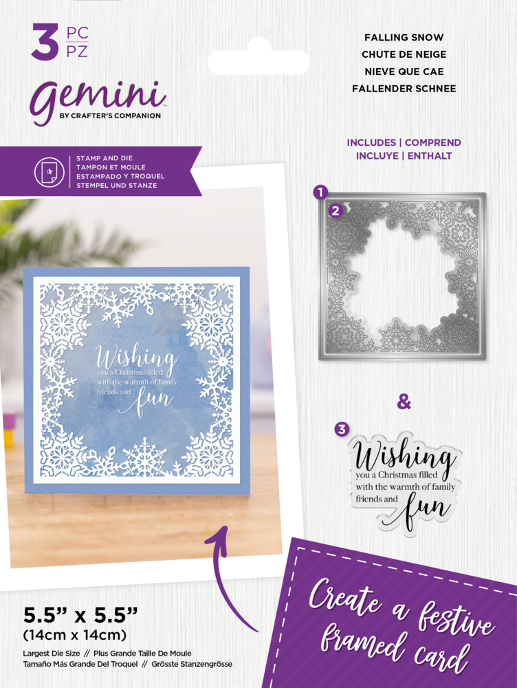 Gemini Decorative Frame Stamp & Die Falling Snow (GEM-STD-DF-FALLS) (DISCONTINUED)