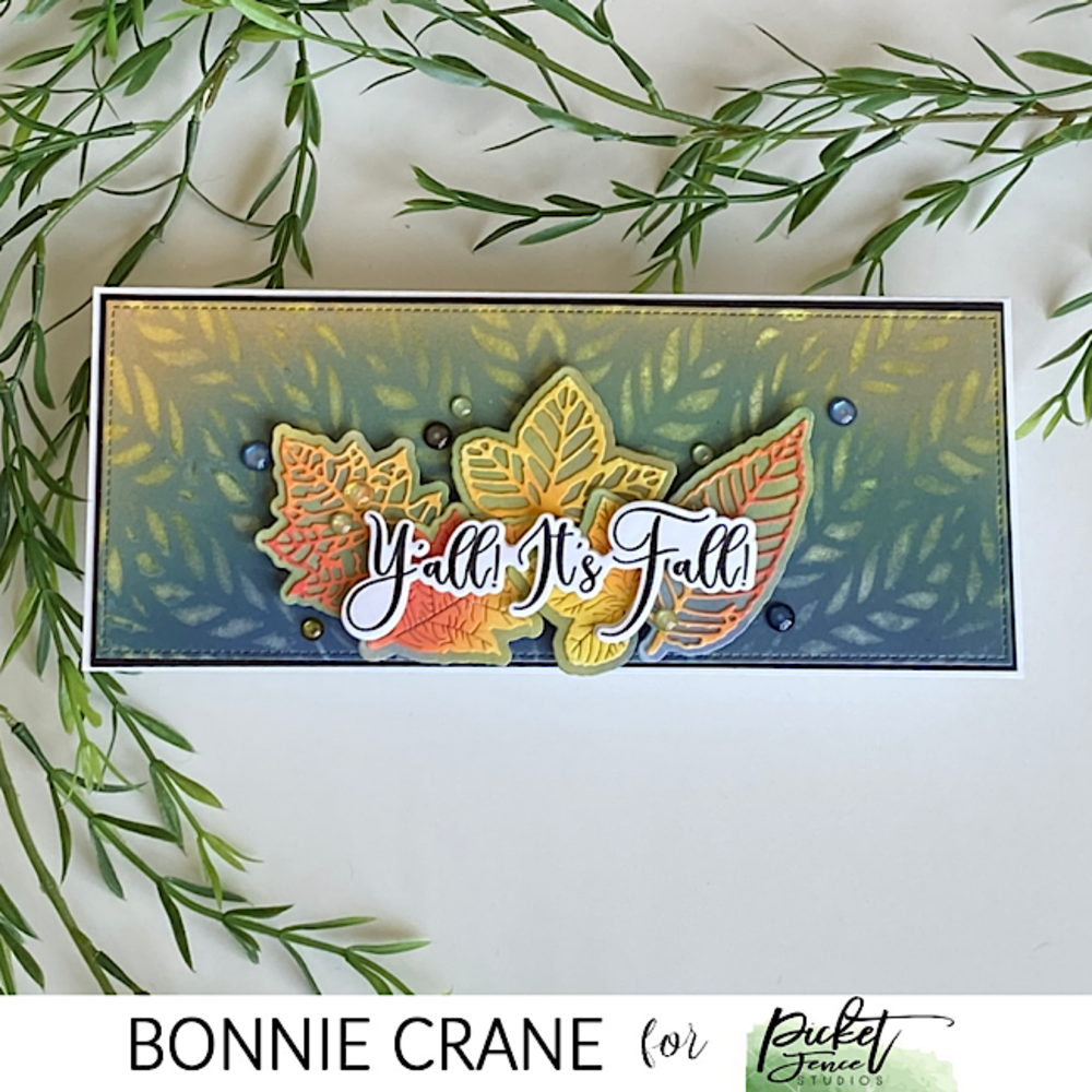 Picket Fence Studios Slim Line Shadow of Leaves 4x10 Inch Stencil (SC-316) (OUTLET)