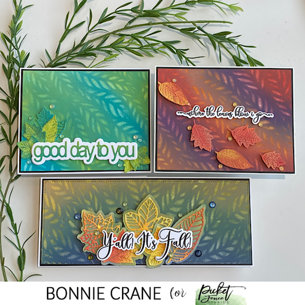 Picket Fence Studios Slim Line Shadow of Leaves 4x10 Inch Stencil (SC-316) (OUTLET)