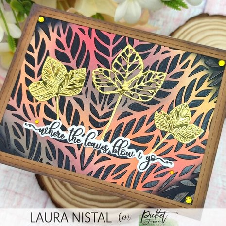 Picket Fence Studios Slim Line Shadow of Leaves 4x10 Inch Stencil (SC-316) (OUTLET)