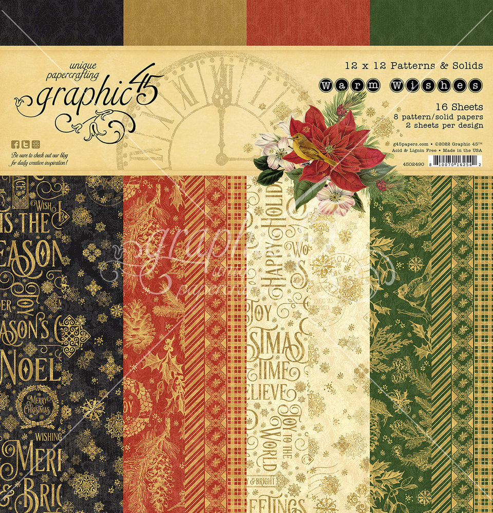 Graphic 45 Warm Wishes 12x12 Inch Patterns & Solids Paper Pack (4502490) (OUTLET) Graphic 45 Warm Wishes 12x12 Inch Patterns & Solids Paper Pack (4502490) (OUTLET)
