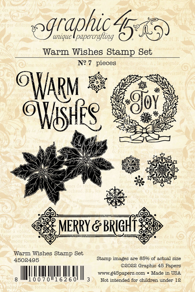 Graphic 45 Warm Wishes Clear Stamps (4502495) (OUTLET) Graphic 45 Warm Wishes Clear Stamps (4502495) (OUTLET)