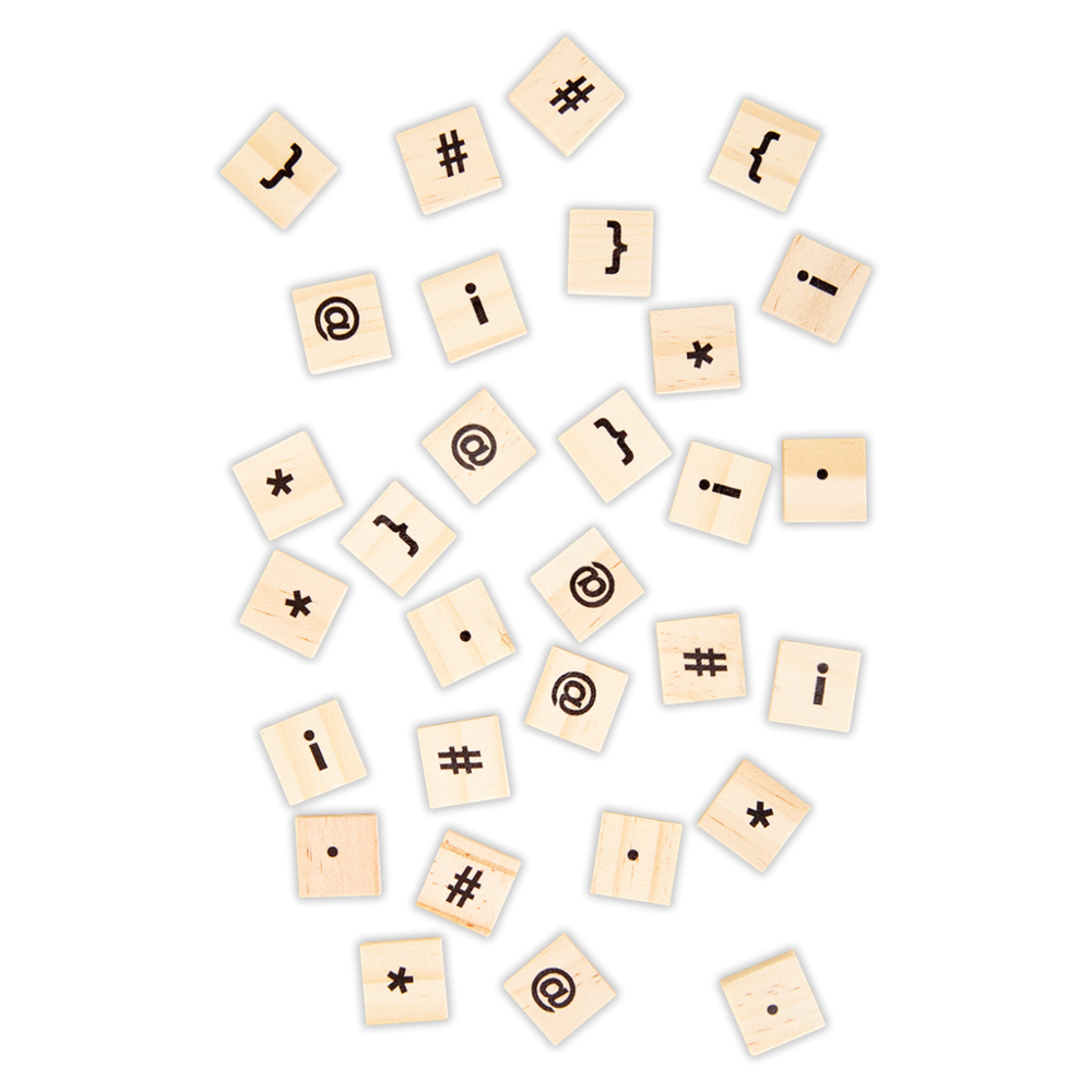 Papermania Punctuation Wooden Tiles Icons (PMA 174710) (DISCONTINUED)