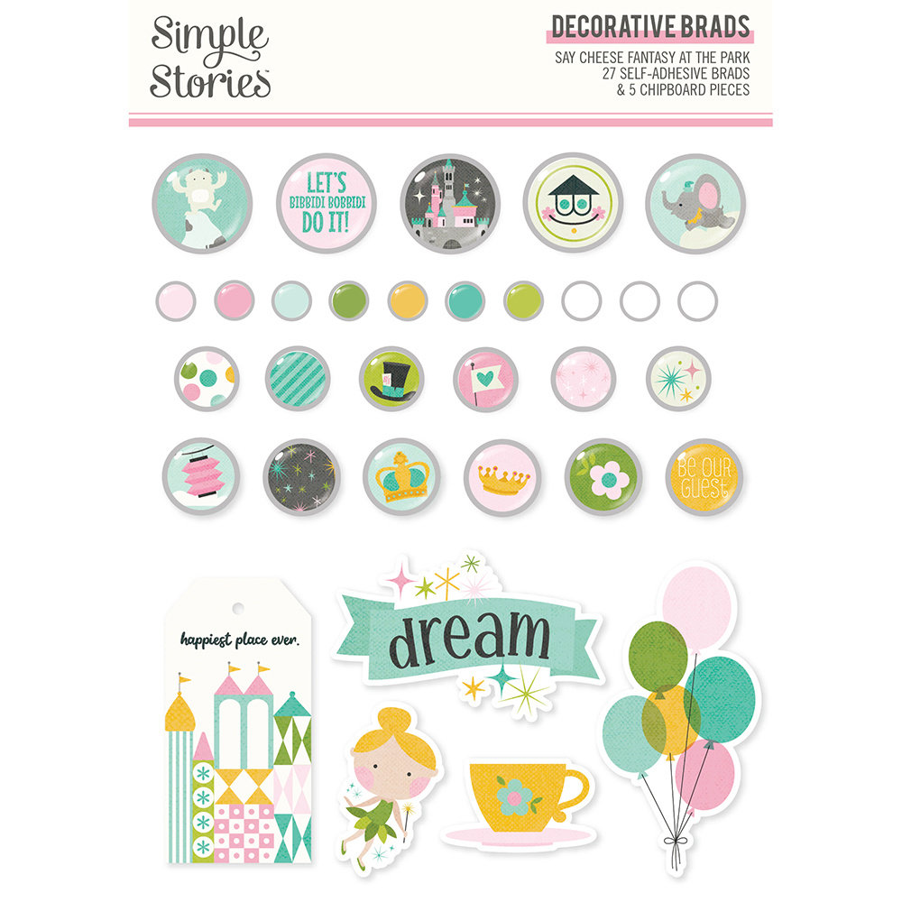 Simple Stories Say Cheese Fantasy At The Park Decorative Brads (17942) (DISCONTINUED)