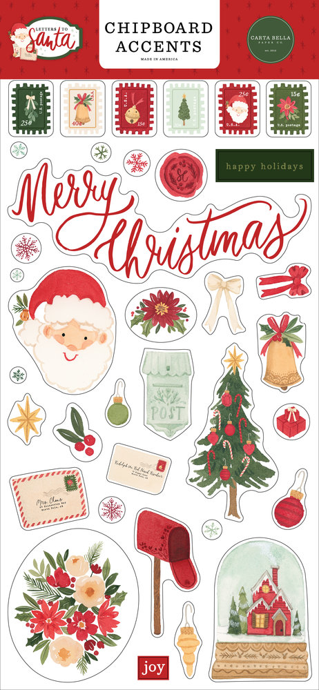 Carta Bella Letters To Santa Chipboard Accents (CBLS155021) (OUTLET)