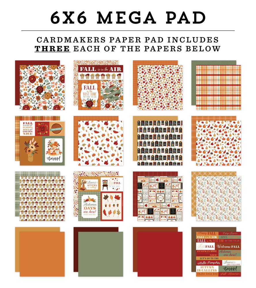 Carta Bella Welcome Fall 6x6 Inch Cardmakers Mega Pad (CBWF154031) (OUTLET) Carta Bella Welcome Fall 6x6 Inch Cardmakers Mega Pad (CBWF154031) (OUTLET)