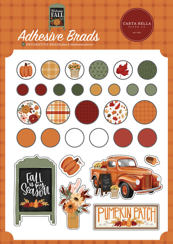 Carta Bella Welcome Fall Adhesive Brads (CBWF154020) (OUTLET)