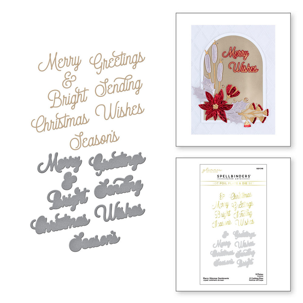 Spellbinders Merry Glimmer Sentiments Glimmer Hot Foil Plate & Die (GLP-346) (OUTLET)