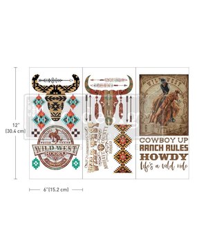 Re-Design with Prima Wild West 6x12 Inch Decor Transfers (658946) (DISCONTINUED)