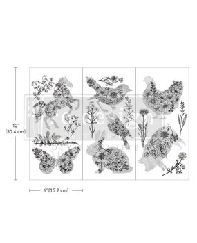 Re-Design with Prima Scribbled Animals 6x12 Inch Decor Transfers (657550) (DISCONTINUED)