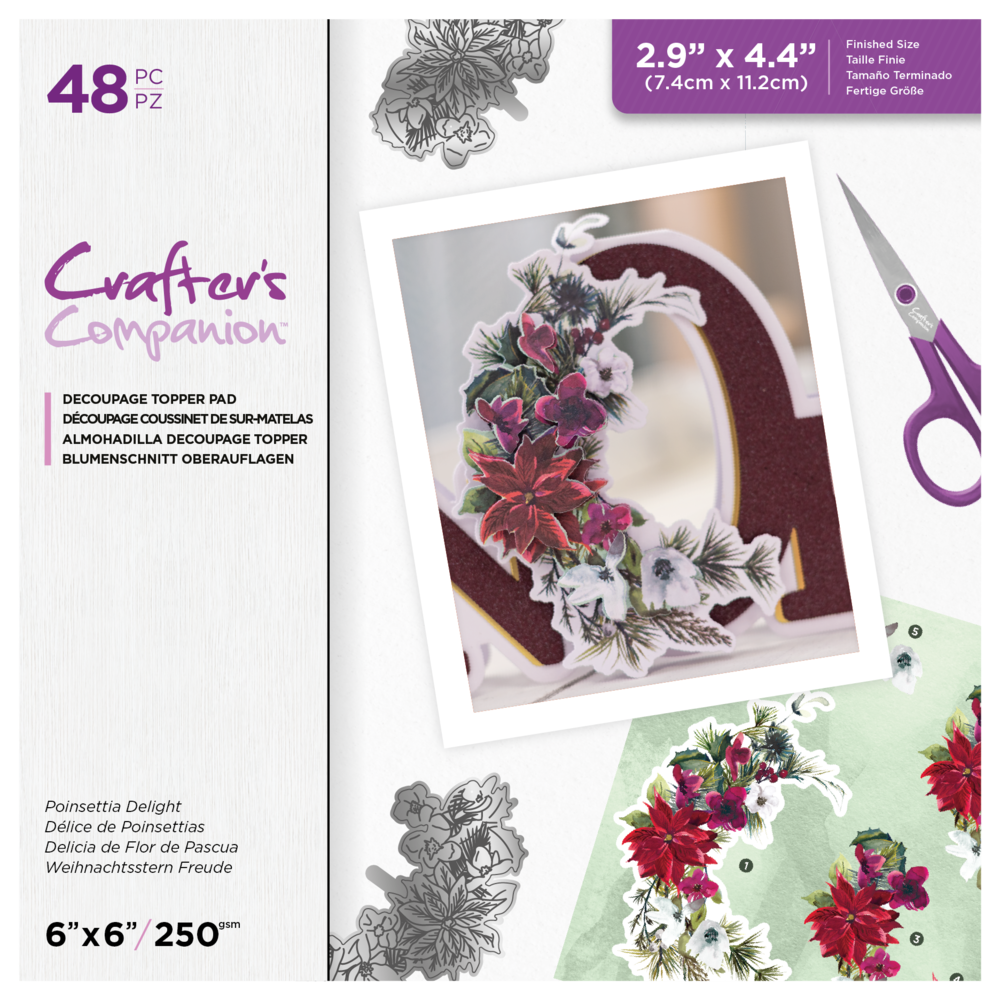 Crafter's Companion Decoupage 6x6 Inch Topper Pad Poinsettia Delight (CC-DTPAD6-POIDEL) (OUTLET) Crafter's Companion Decoupage 6x6 Inch Topper Pad Poinsettia Delight (CC-DTPAD6-POIDEL) (OUTLET)