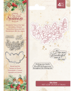 Crafter's Companion Tis the Season Stamp & Die Wonderful Time of the Year (TTS-STD-WTOTY) (OUTLET)