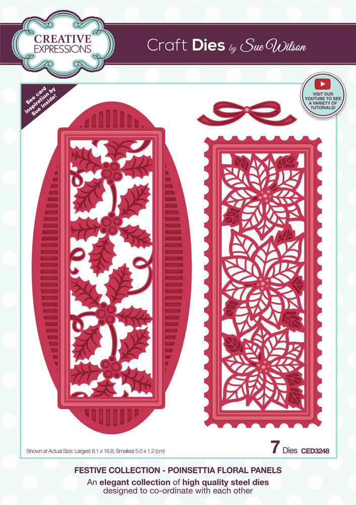Creative Expressions Sue Wilson Craft Die Festive Poinsettia Floral Panels (CED3248) (OUTLET)